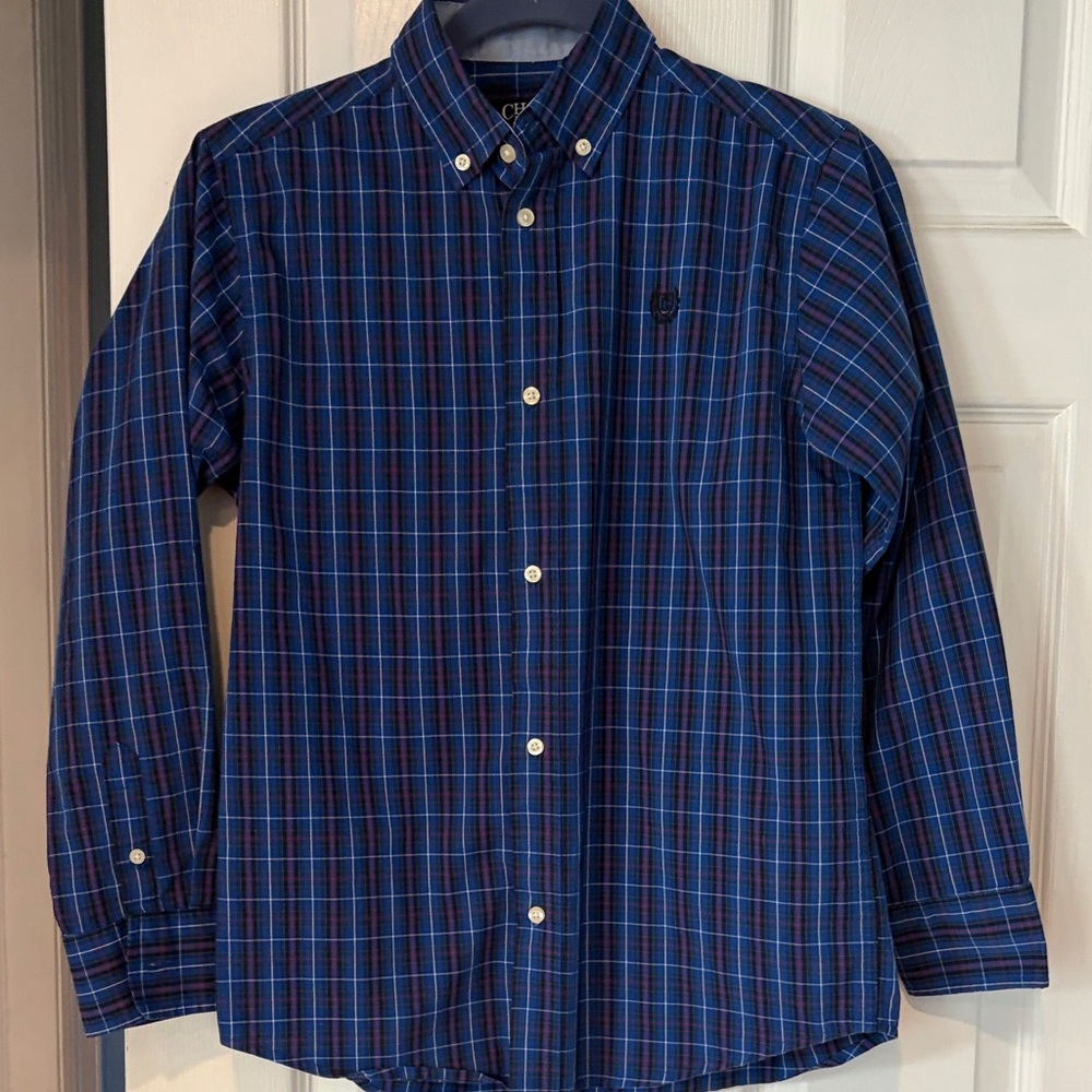 Chaps Navy and Red Plaid Button Down Shirt